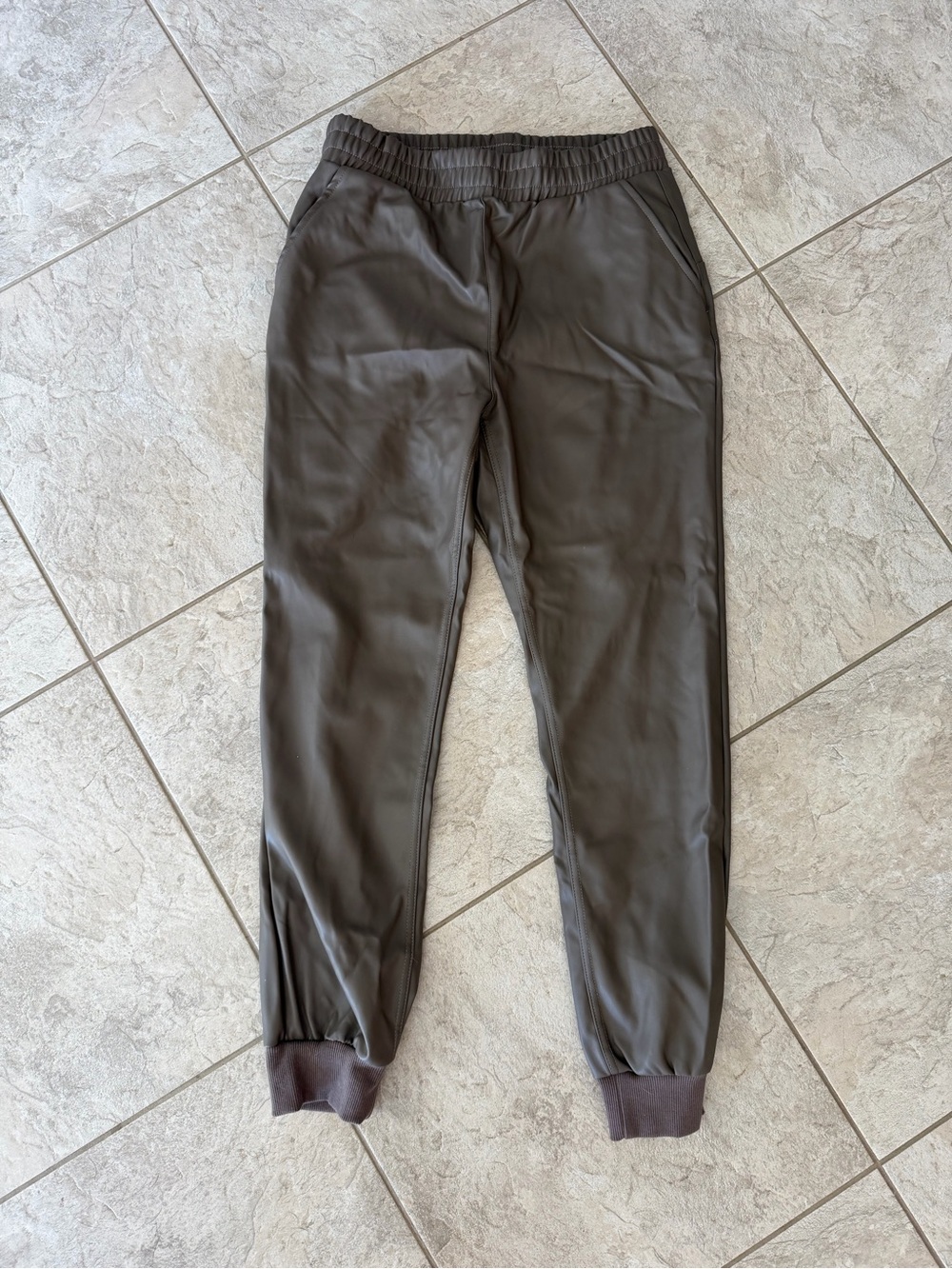 RD Style Brown Faux Leather Joggers Size M